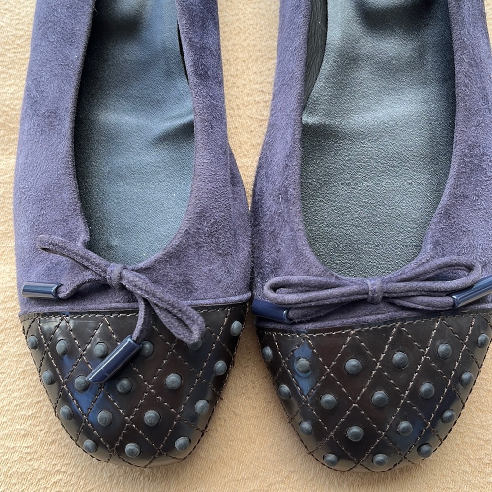Tod’s Purple Suede/Leather Ballet Flat Shoes - Picture 3 of 16